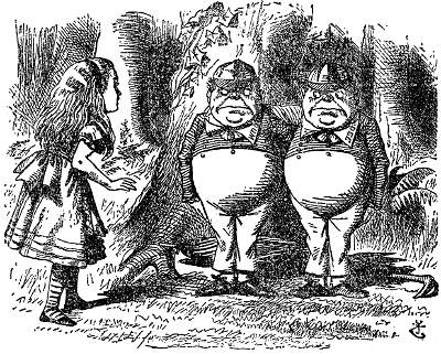 tweedlee Alice is asked to choose between Tweedle-dee and Tweedle-dum